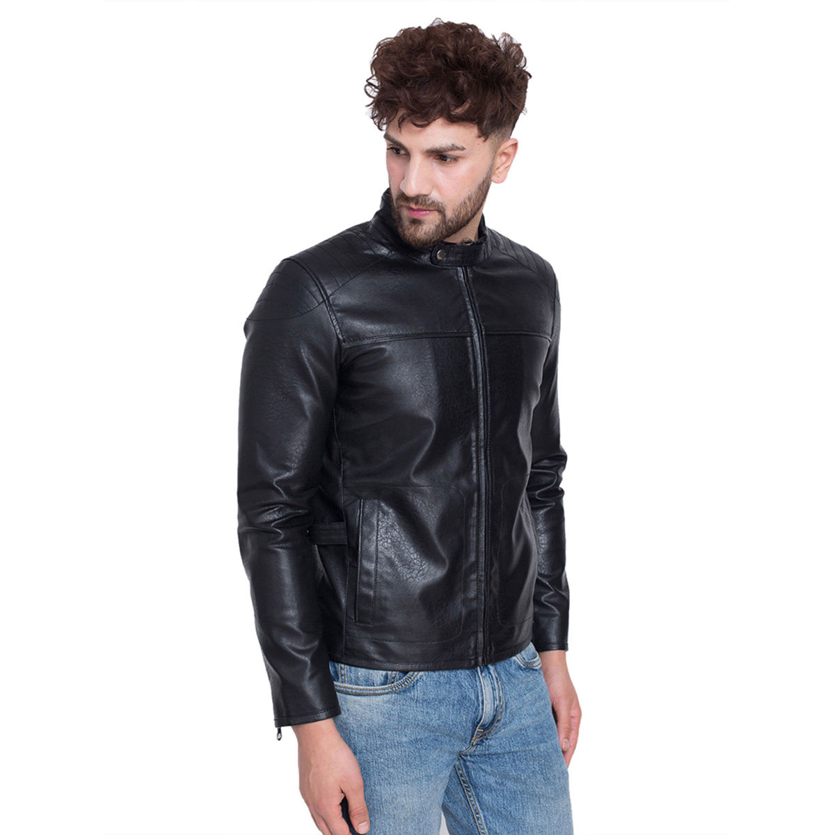 Buy Justanned Raven Black Leather Jacket Online
