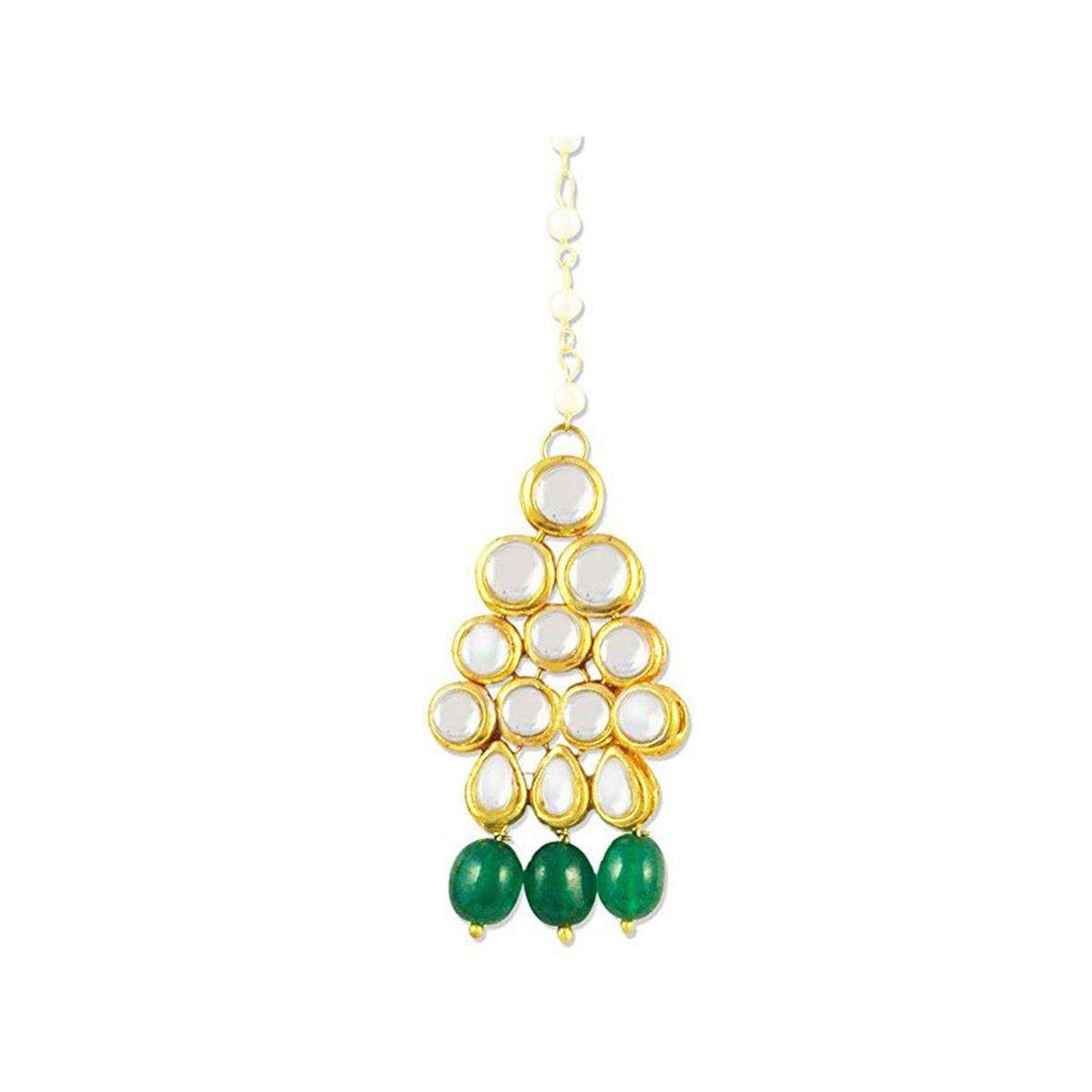 Karatcart Traditional GoldPlated Kundan Maang-Tikka For Women
