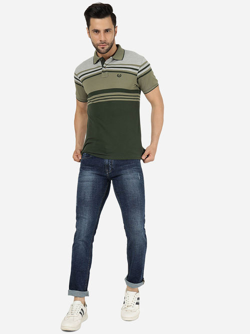 Buy Greenfibre Men Washed Navy Blue Cotton Stretch Slim Fit Jeans