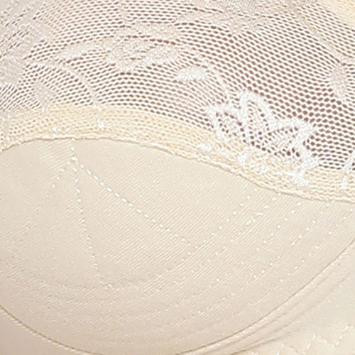 Buy Clovia Cotton & Lace Non-Padded Non-Wired Bra & Low Waist Bikini Panty  - Nude Online