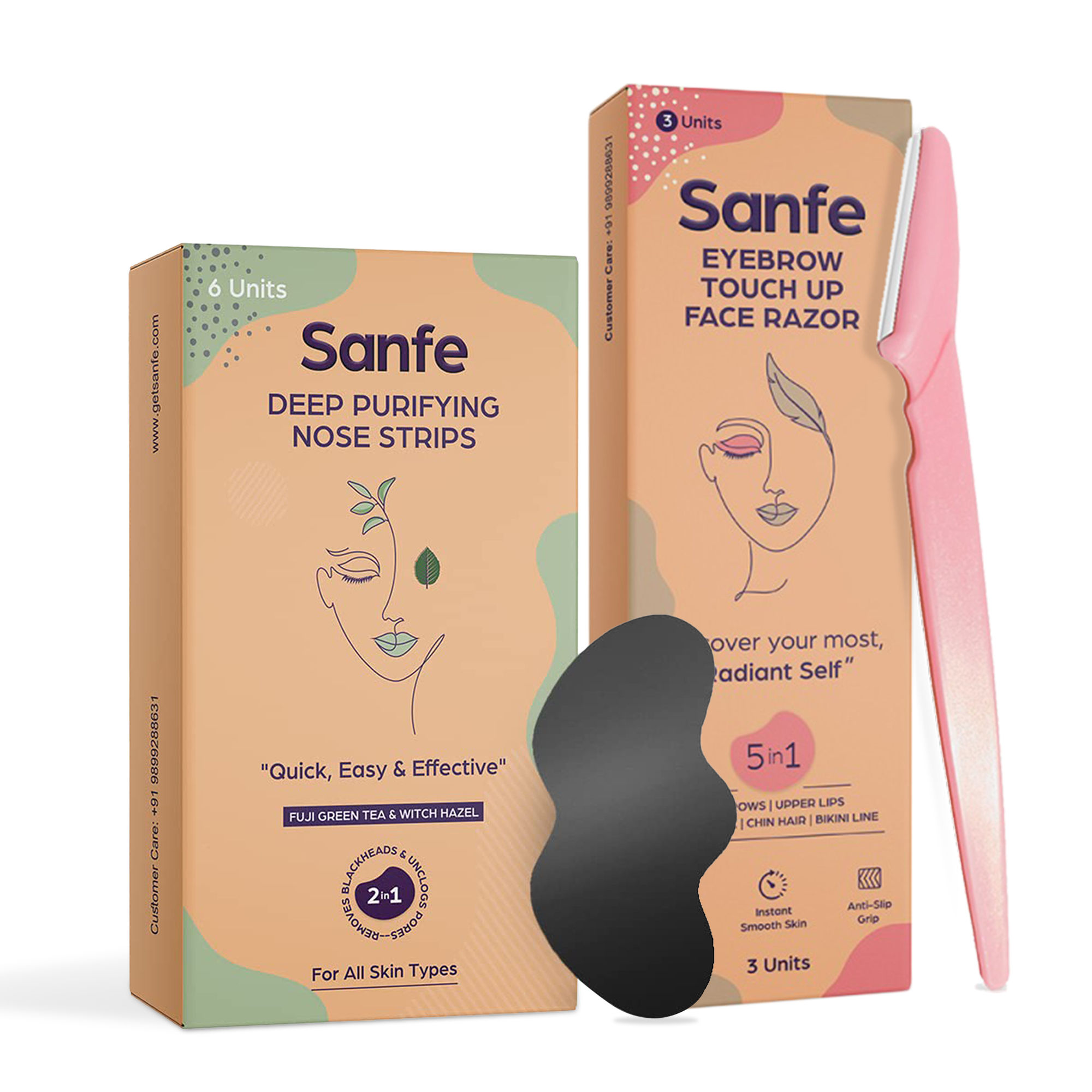 Sanfe Deep Purifying Nose Strips & Eyebrow Touch Up Face Razor Combo