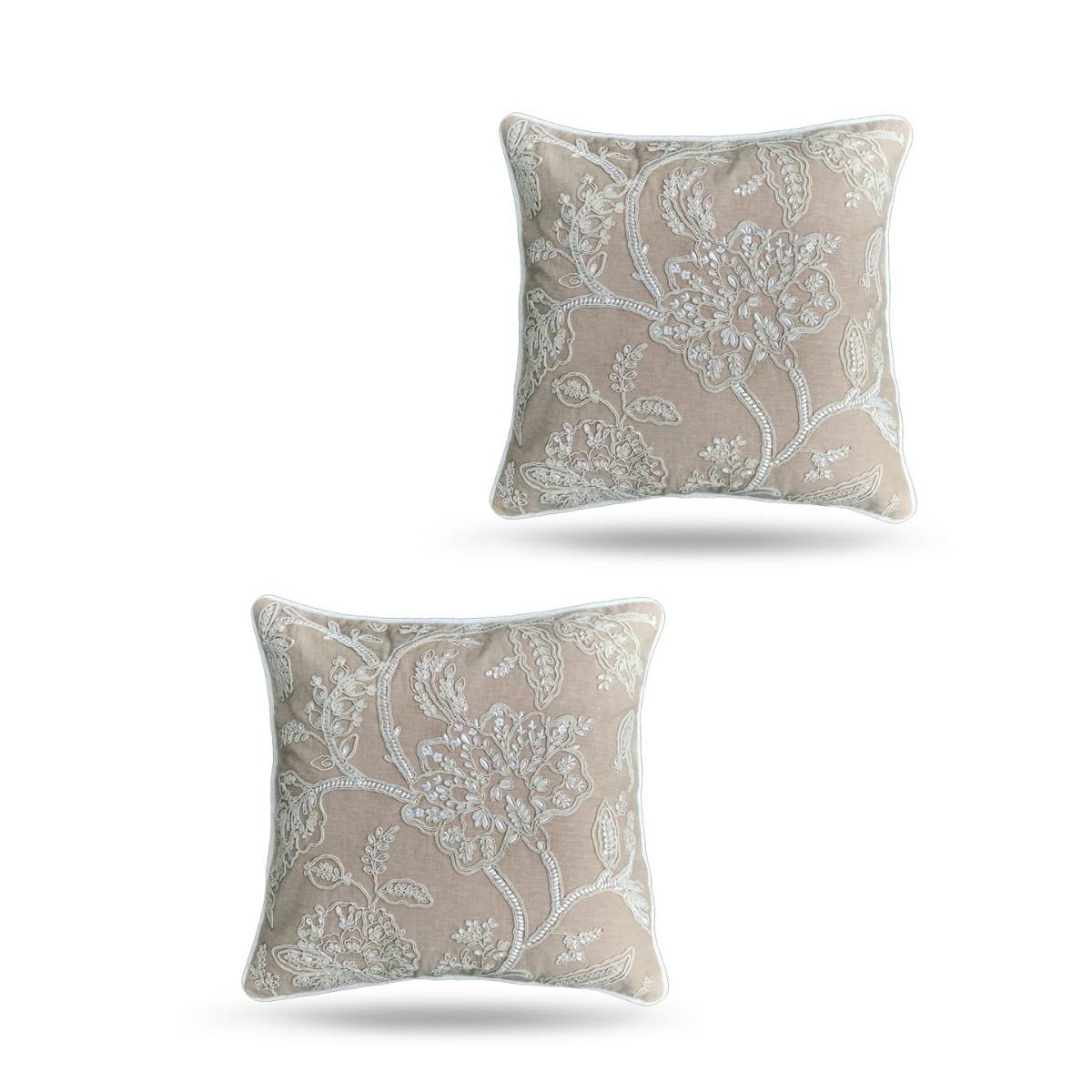 SHADES OF LIFE Cotton Decorative Beige Cushion Covers