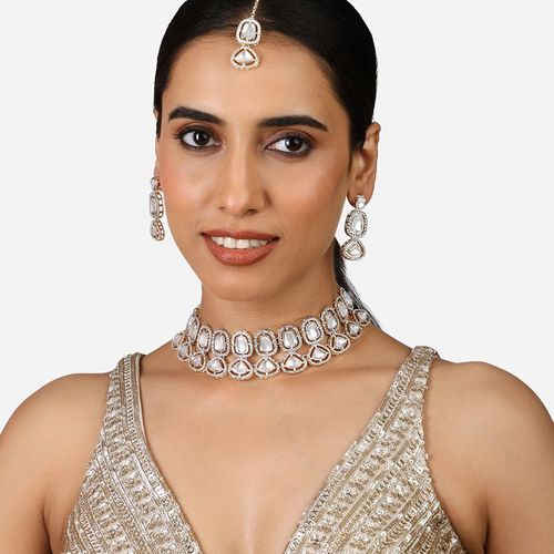 Buy Zaveri Pearls Gold Tone Austrian Diamonds Necklace Earring