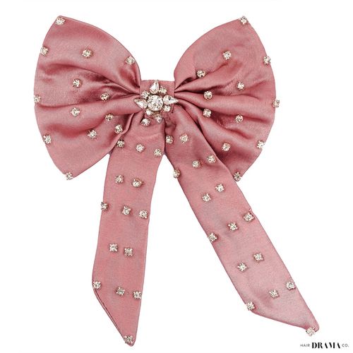 Buy Hair Drama Co. Crystal Hair Bow Alligator Clip - Pink Online