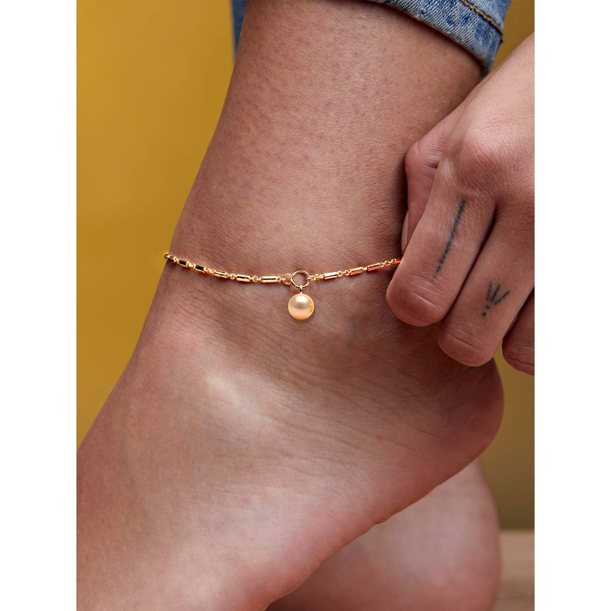 MINUTIAE Gold-Plated Motif Chain Medium Anklet for Womens