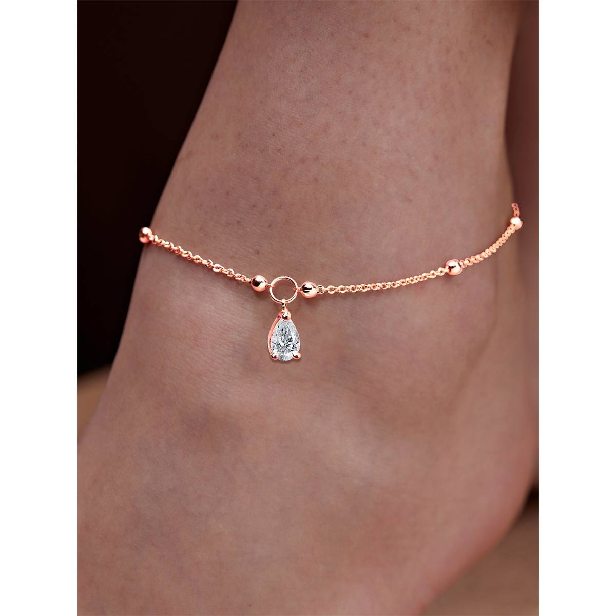MINUTIAE Rose Gold-Plated Motif Chain Medium Anklet for Womens