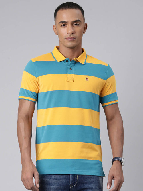 Buy Classic Polo Mens Striped Multicolor Collar Neck Polo T-Shirt
