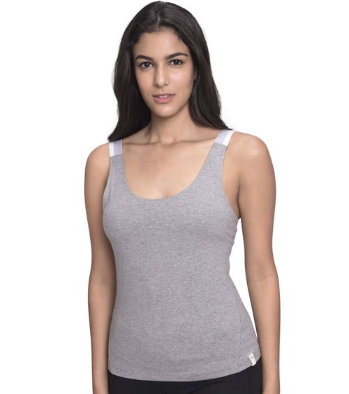 Buy Satva Organic Cotton Sports Cami Tank Top For Women - Grey (XL) Online