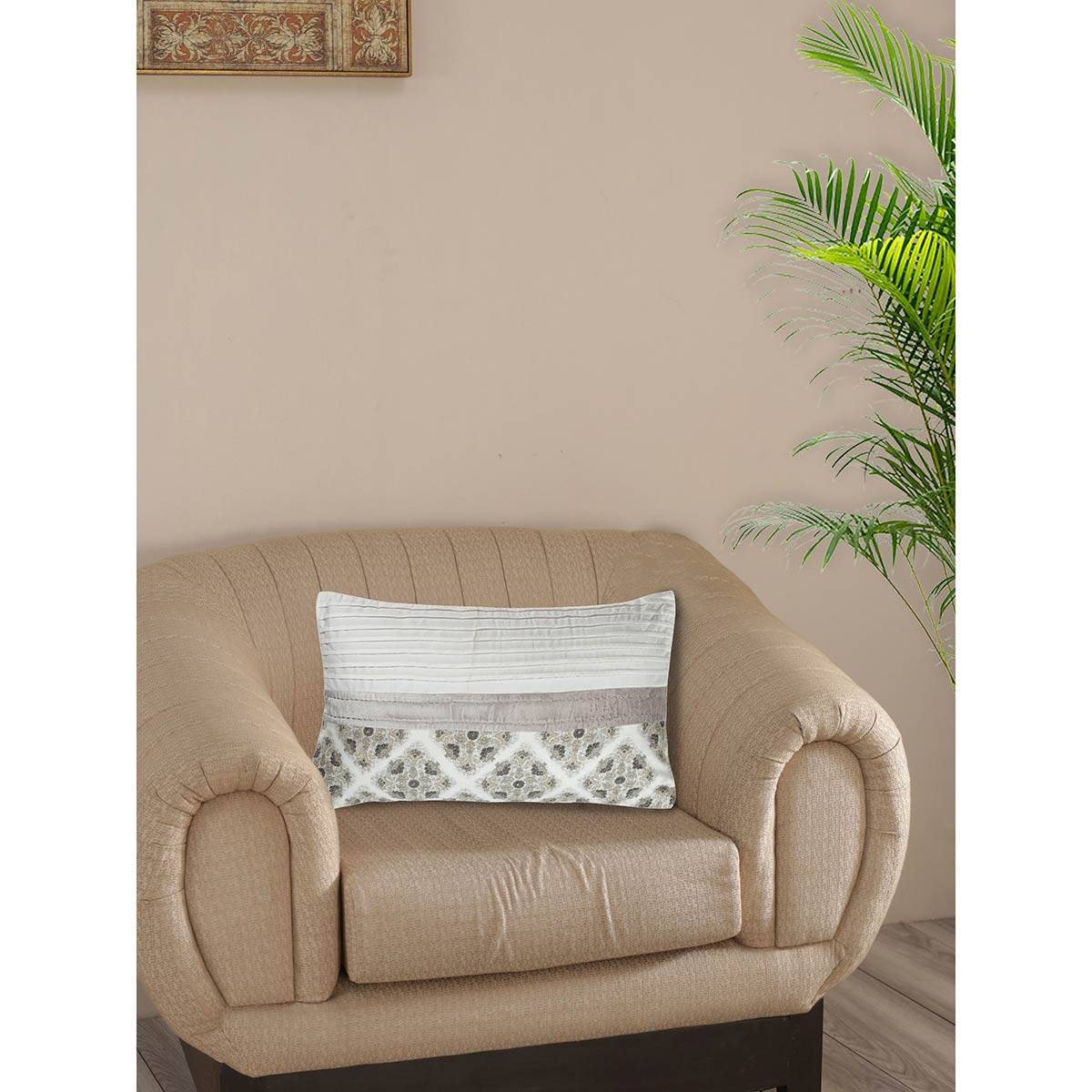 Maspar Vintage Exotic Heritage Finest Retro 310 Gsm Handwork Grey Medium Cushion Cover