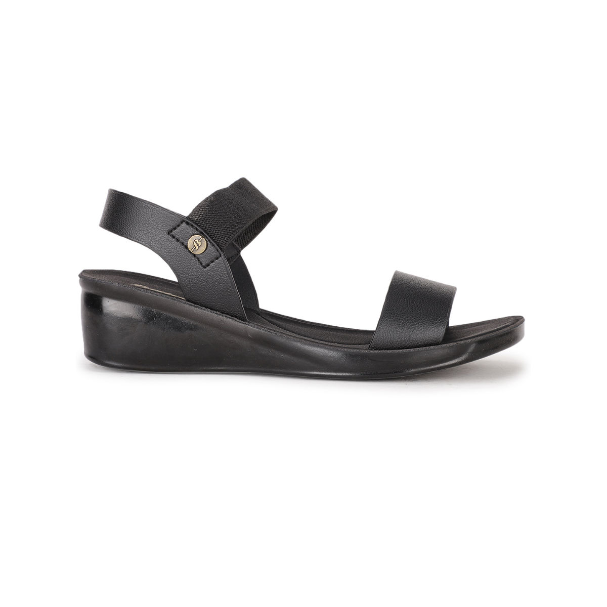 KHADIM Black Wedge Heel Slip On Sandal for Women (9466716)