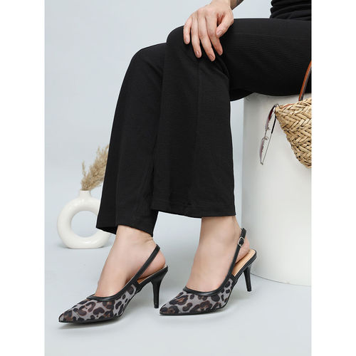 Truffle Collection Black Animal Print Stiletto Heels (UK 3)