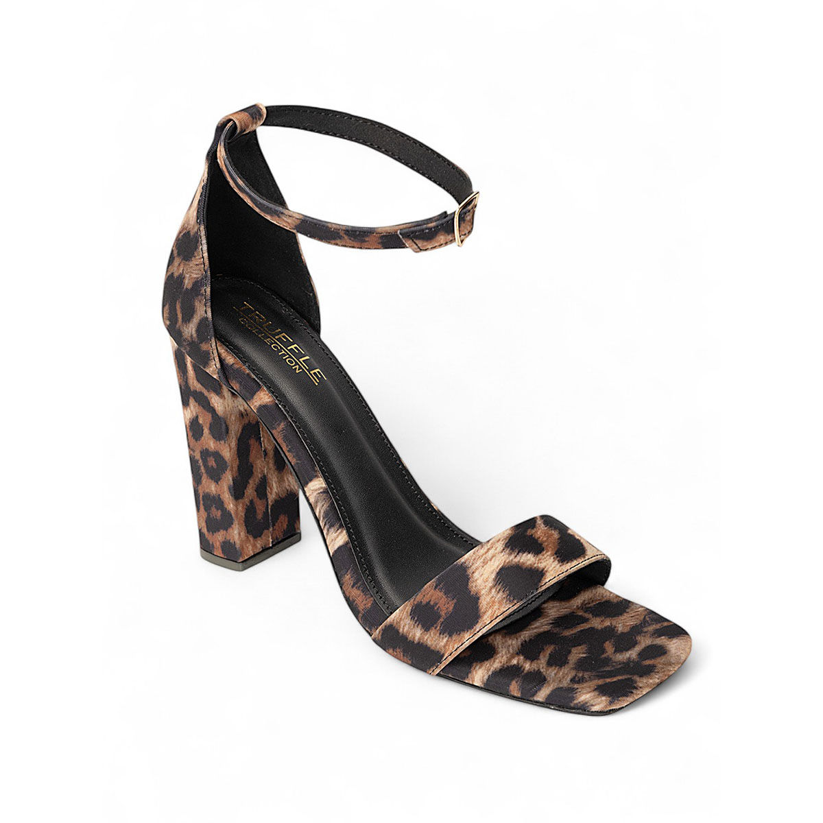 Buy Truffle Collection Black Animal Print Heels Online