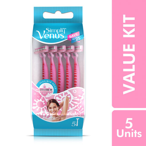 Gillette Venus Simply Venus Pink Hair Removal for Women - 5 razors (B4G1):  Buy Gillette Venus Simply Venus Pink Hair Removal for Women - 5 razors  (B4G1) Online at Best Price in India | Nykaa
