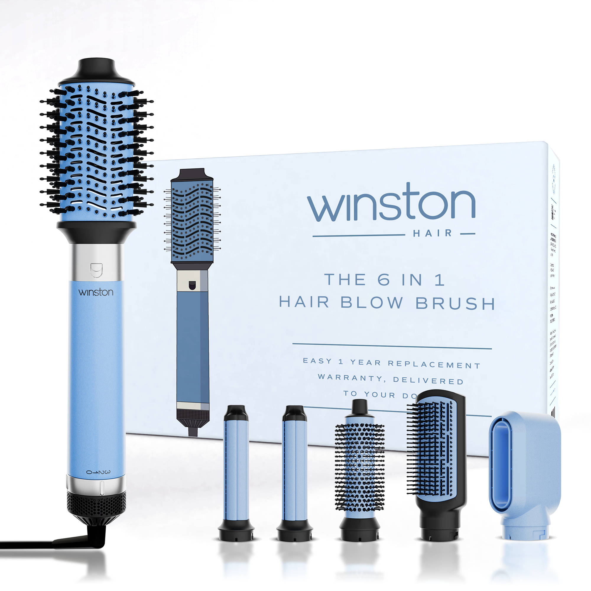 Winston 6 In 1 Hair Blow Brush Multi Styler Ice Blue 1 Pieces