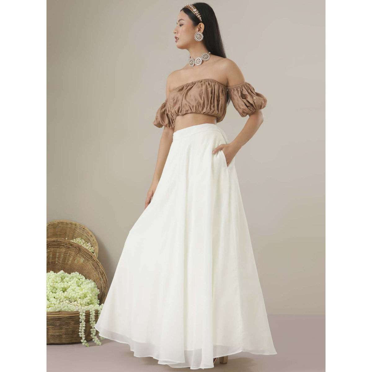 Váy Nữ Mango Corduroy Skirt Off White