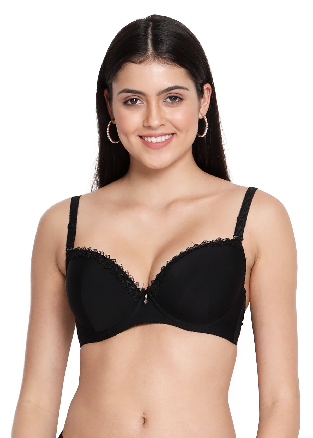Shyaway Susie Demi- Coverage Underwired Pushup Padded Bra - Black (32D)