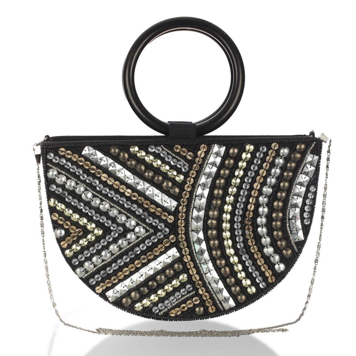 Priyaasi Black Bling Sequin Round Sling Bag Buy Priyaasi Black Bling