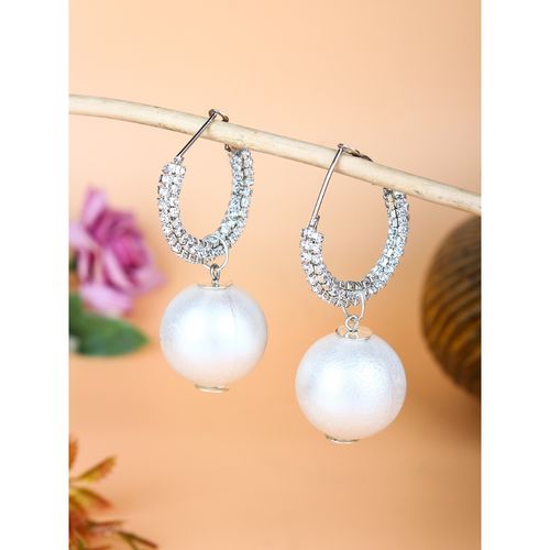 Da Firenzie Gold-Plated White Rhinestone Drop Earrings