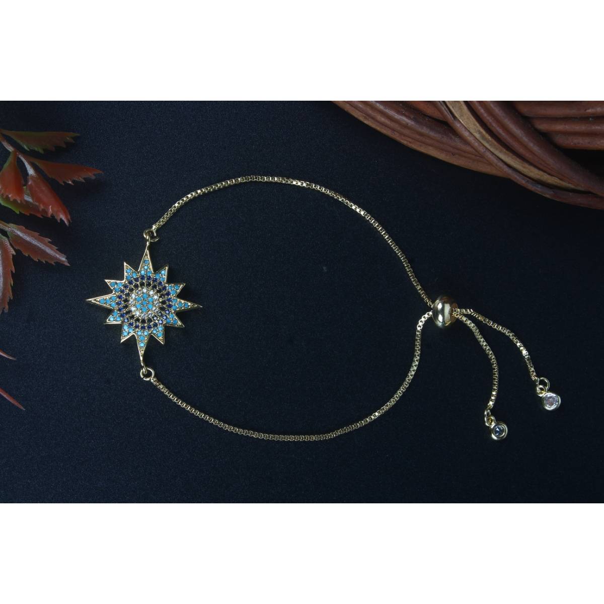 Da Firenzie Gold-Plated Blue CZ-Zarcone Stone Bracelet