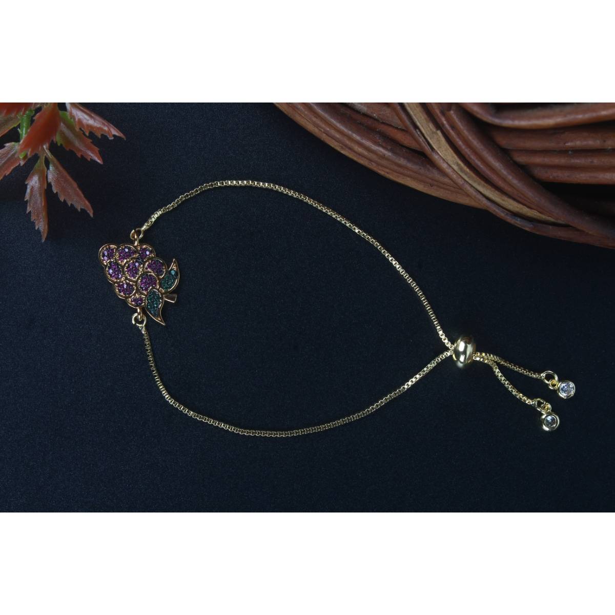 Da Firenzie Gold-Plated Multicolor CZ-Zarcone Stone Bracelet