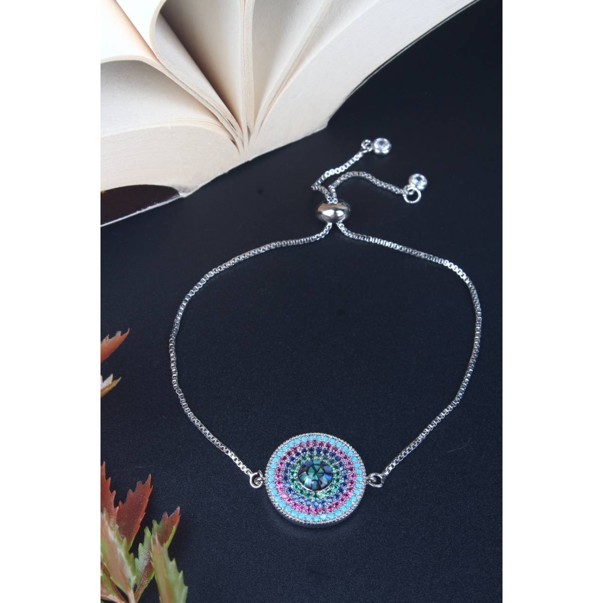 Da Firenzie Silver-Plated Multicolor CZ-Zarcone Stone Bracelet