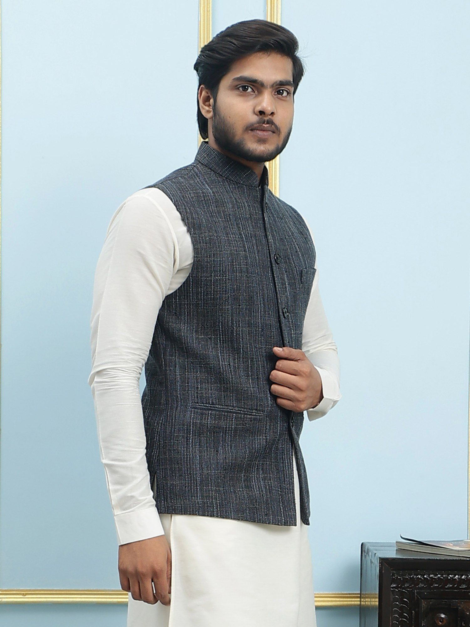 Khadi nehru jacket on sale online