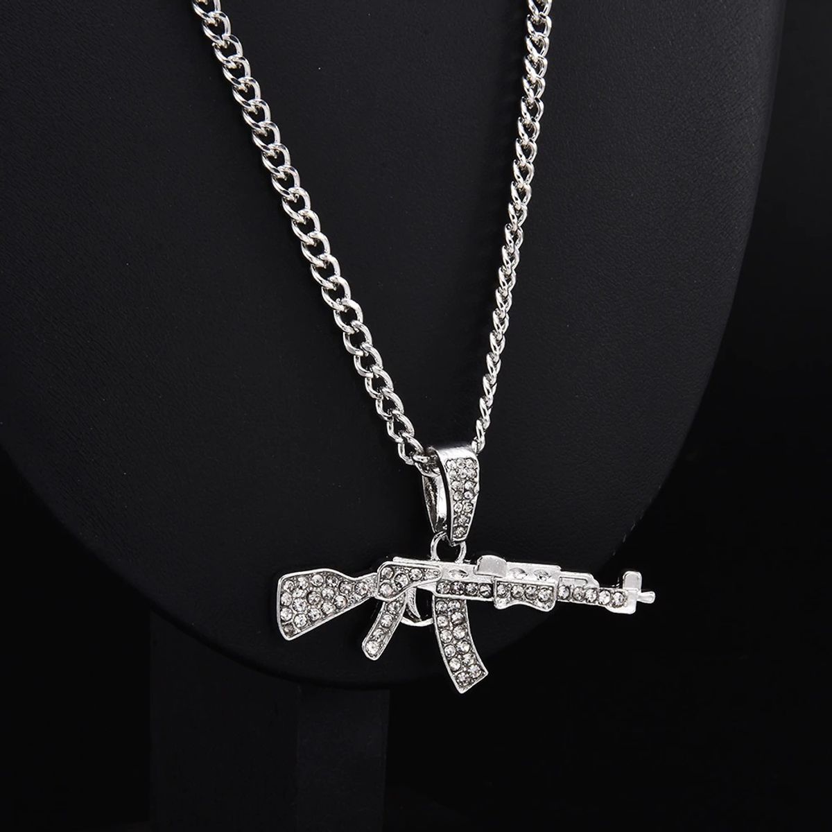 Hip Hop Bling Iced Out Gold Color Stainless Steel AK 47 Gun Pendants  Necklace for Men Rapper Jewelry Gfit
