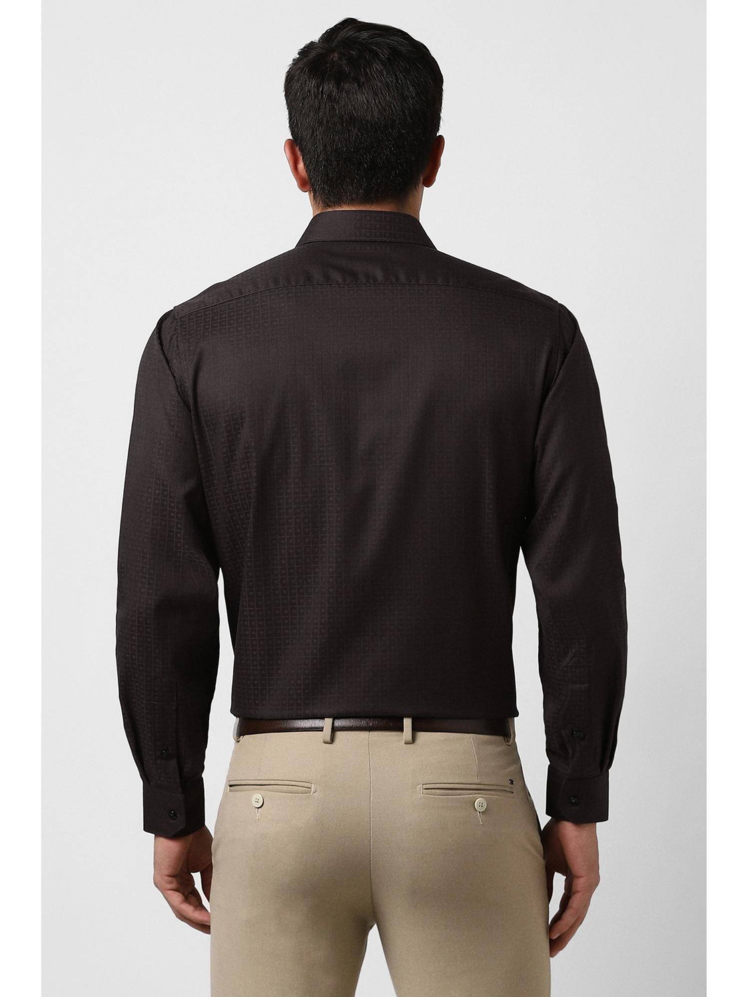 Buy Van Heusen Men Brown Regular Fit Check Full Sleeves Wedding Shirt ...