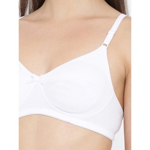 Clovia Cotton Solid Padded Full Cup Wire Free T-shirt Bra - White