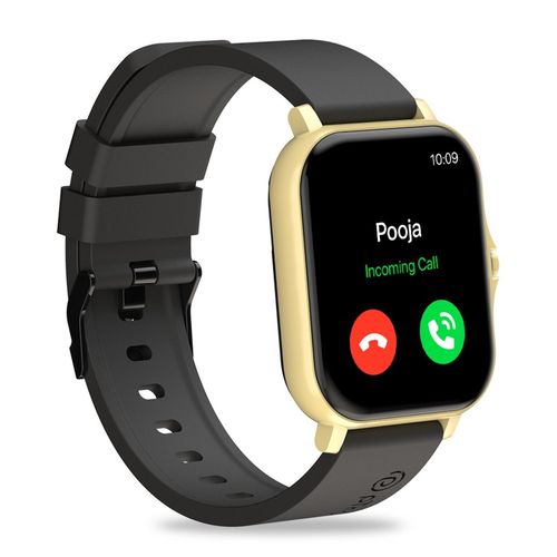 pTron Pulsefit P261 Bluetooth Calling Smartwatch, Full Touch, HR  Check, SpO2, IP68 (Black-Gold)