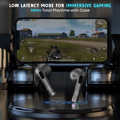 pTron Bassbuds Revv Tws Earbuds Enc 28Hrs Playtime Deep Bass Stereo Call  Touch Control Black