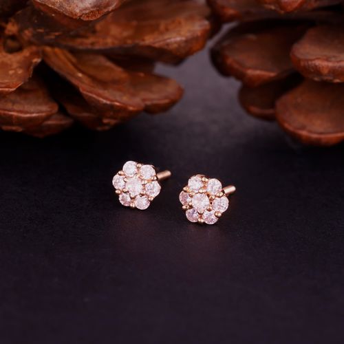 GIVA Sterling Silver Rose Gold Baby Pink Flower Stud Earrings for Womens  and Girls