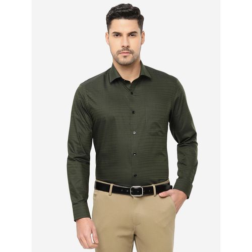 Buy Men Green Slim Fit Formal Full Sleeves Formal Shirt Online