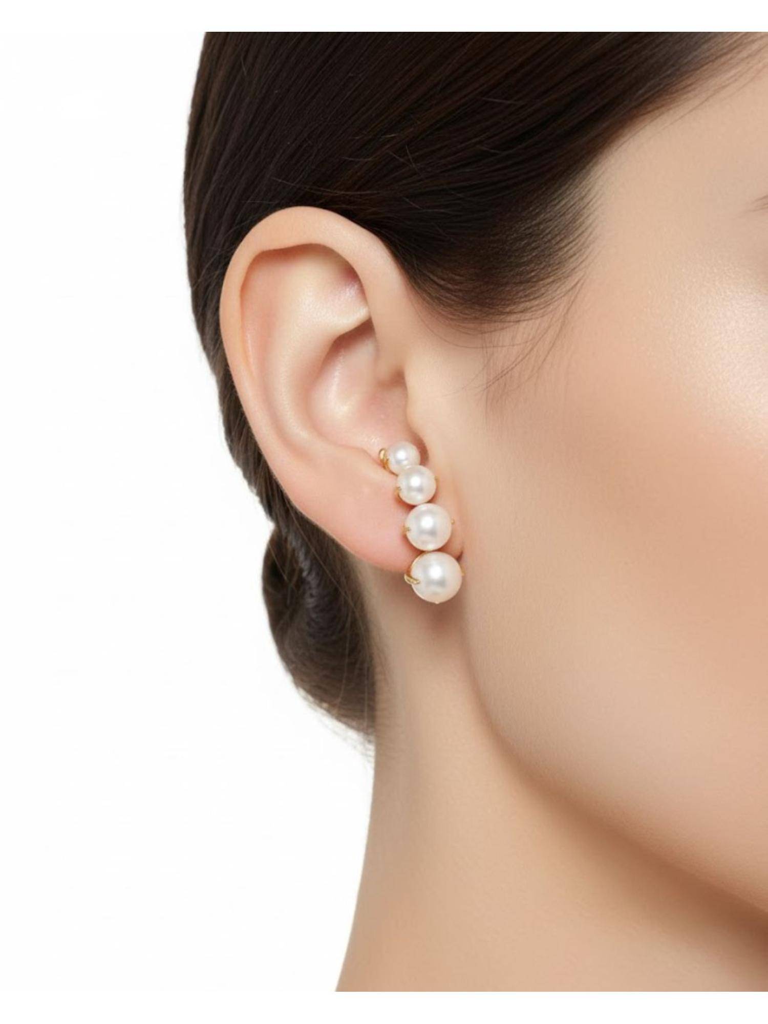 Shopsiiri 925 Silver Pearl White Earrings