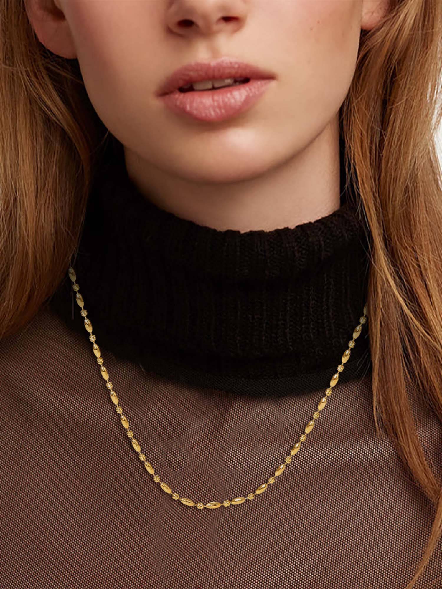 Shopsiiri Gold Minimal Chic Oval Bead Necklace