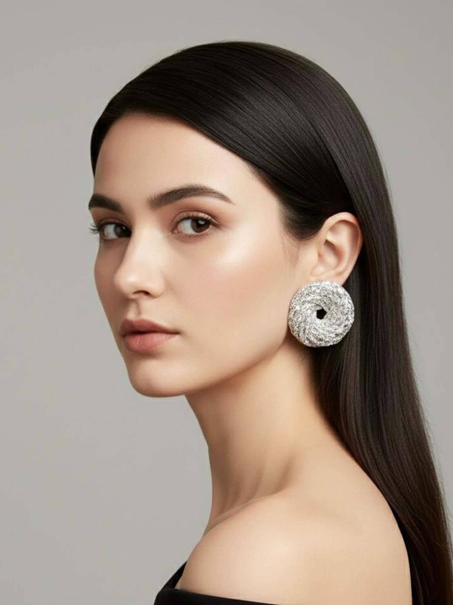 Shopsiiri Silver Disco Luxe Studs