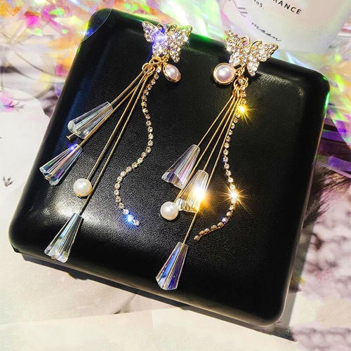 Buy Yellow Chimes A5 Grade Crystal Hanging Butterfly Long Tassel