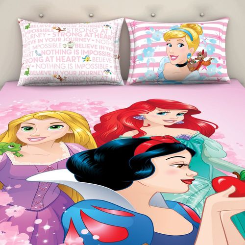 Buy Spaces Disney Princess Cotton Pink Kids 180 Tc Queen Bed