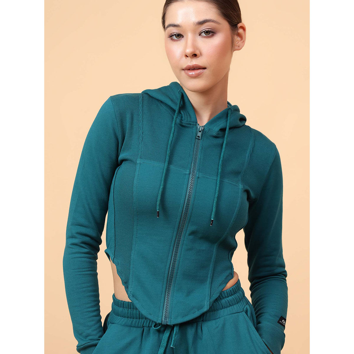 Buy Fitkin Fikin Women Teal Fleece Corset Jacket Online