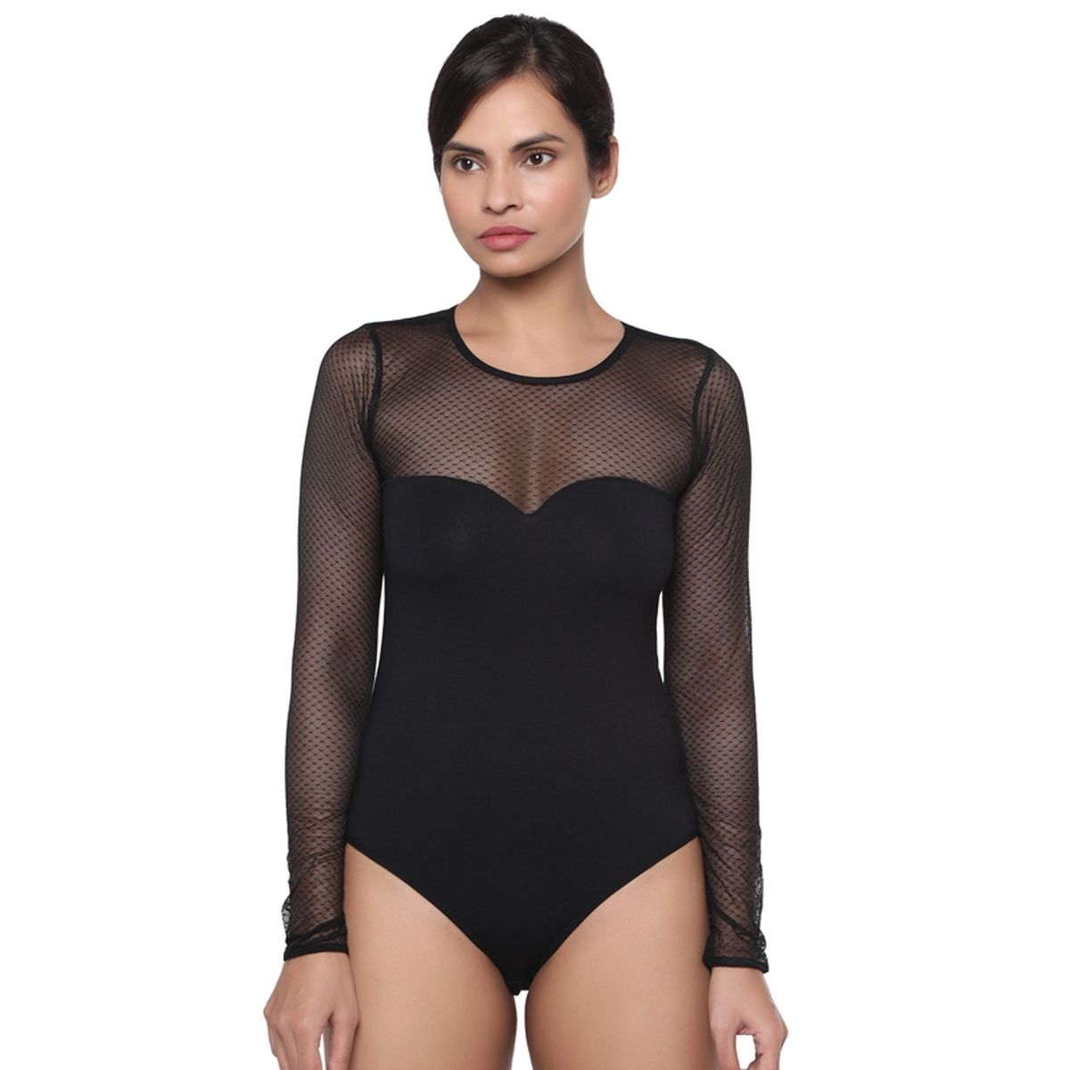 Buy Miorre Mesh Long Sleeve Bodysuit Top - Black (S) Online