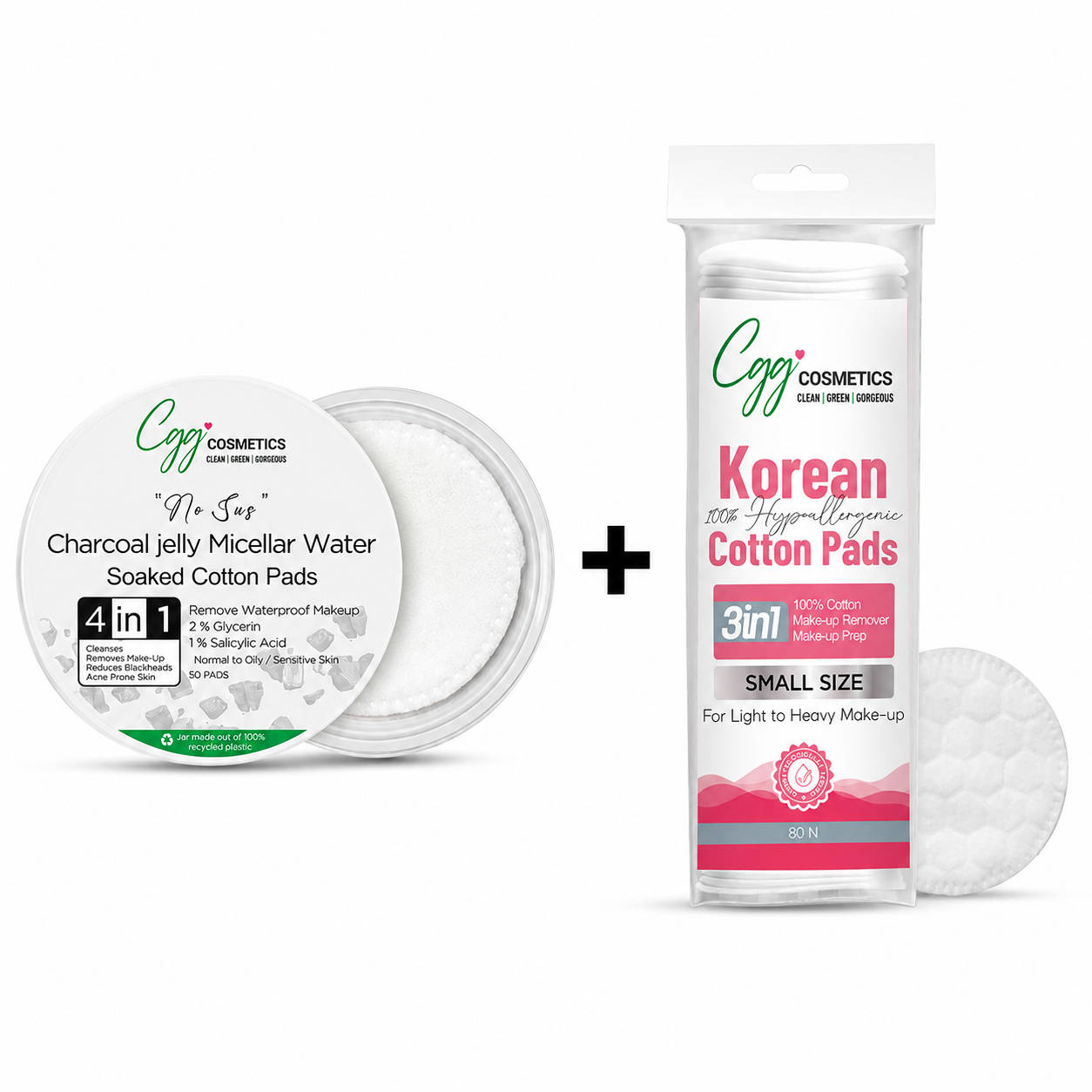 CGG Cosmetics no sus Charcoal Jelly Micellar Water Soaked Cotton Pads + Free Korean Cotton Pads