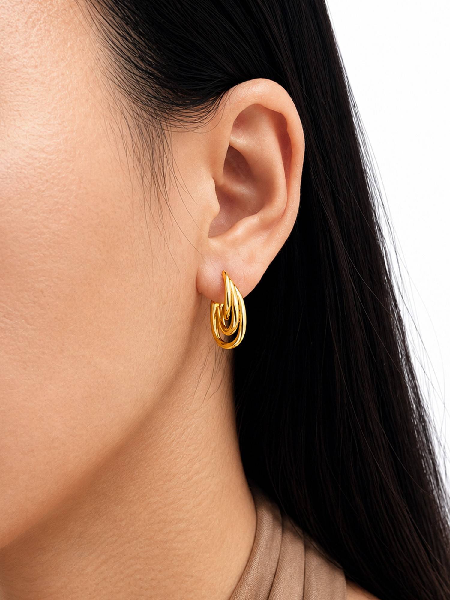 Buy Sorele Women Anti-Tarnish 18K Gold-Plated Cz Hoop Earrings Online