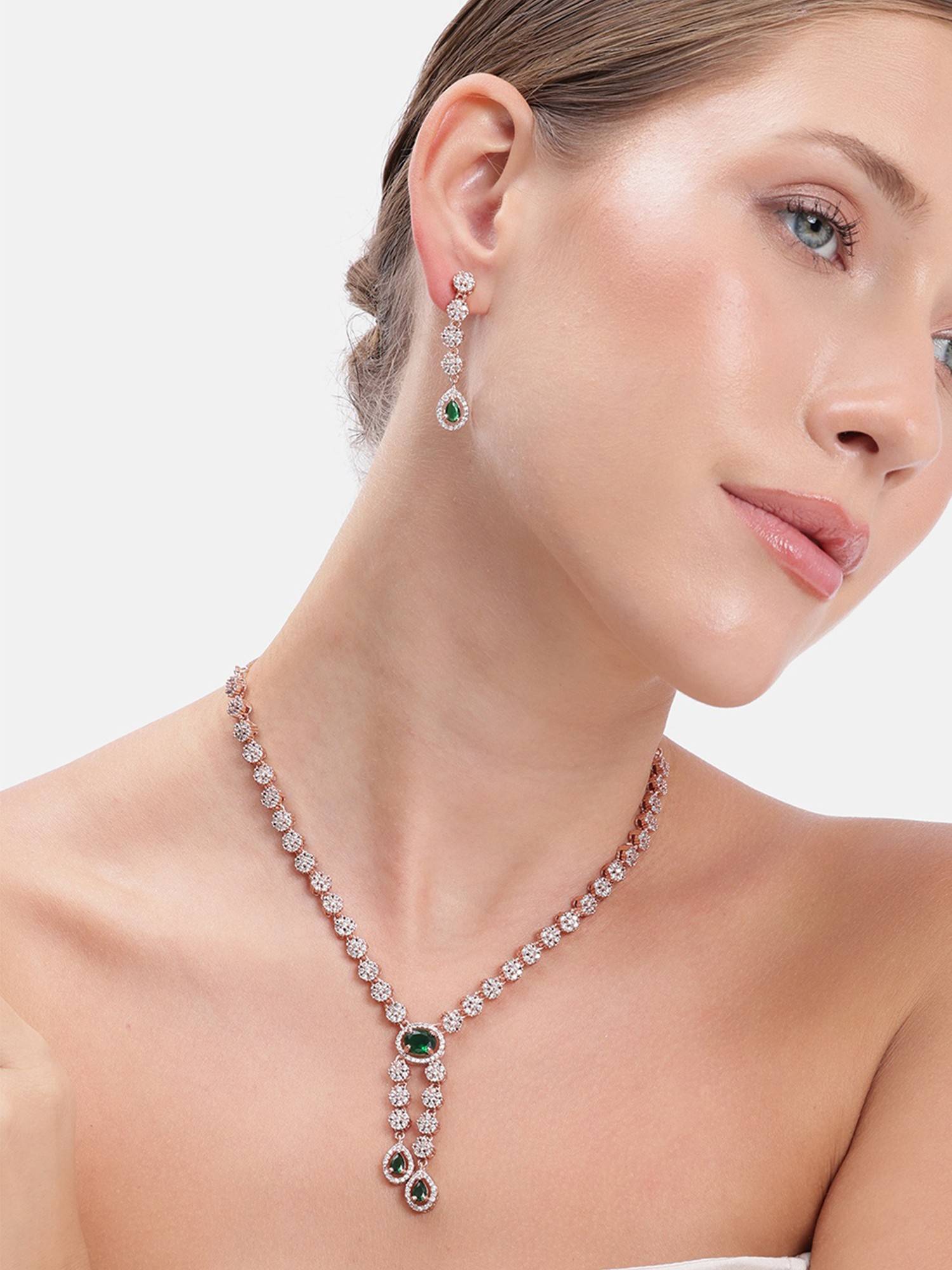 Estele Multi-Color Rosegold Plated Jewellery Set