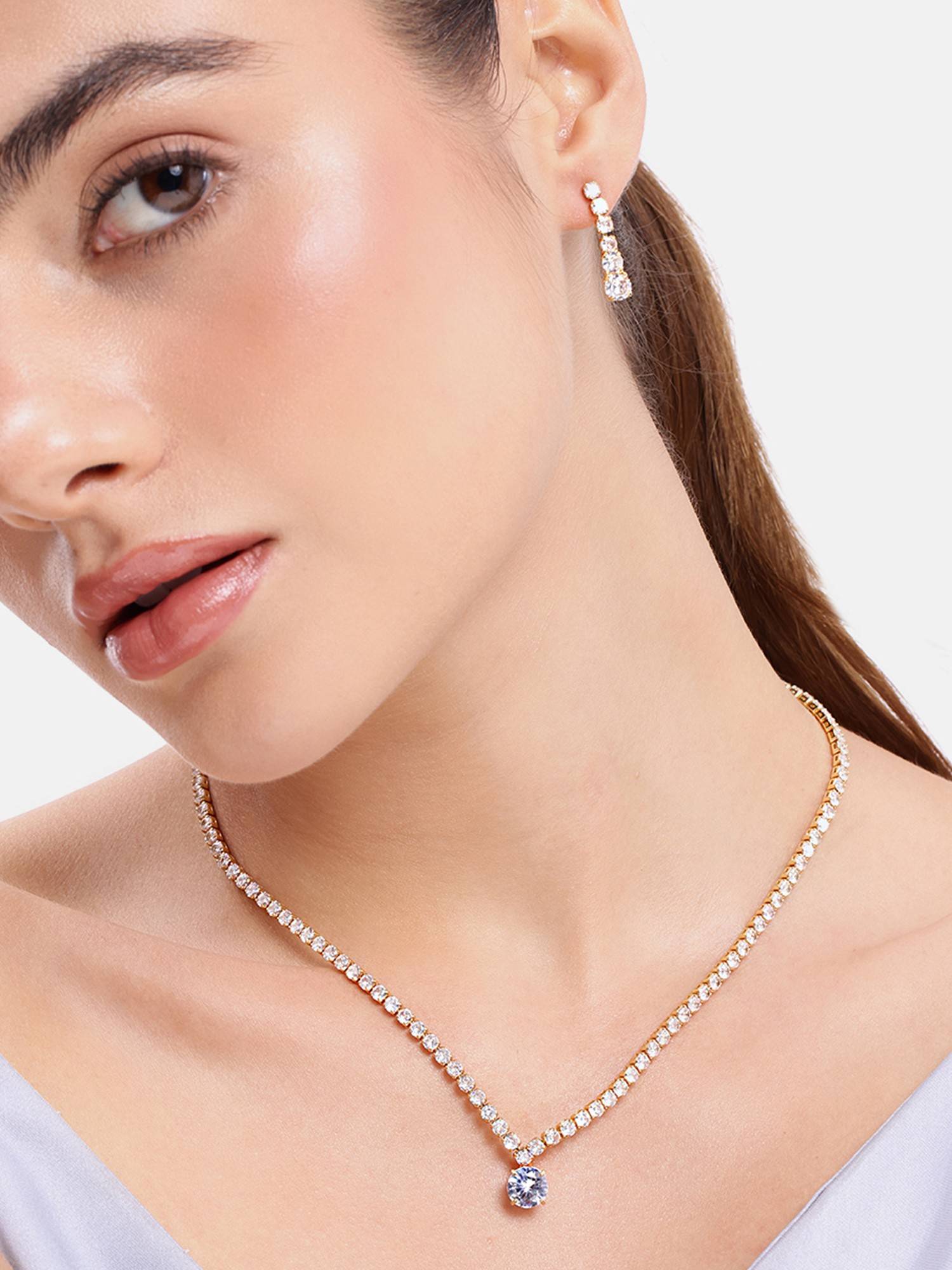 Estele Gold Plated Crystal Jewellery Set