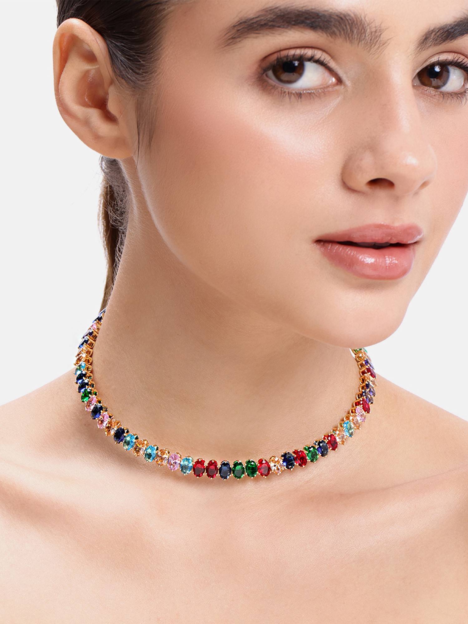 Estele Gold Plated Studded Choker