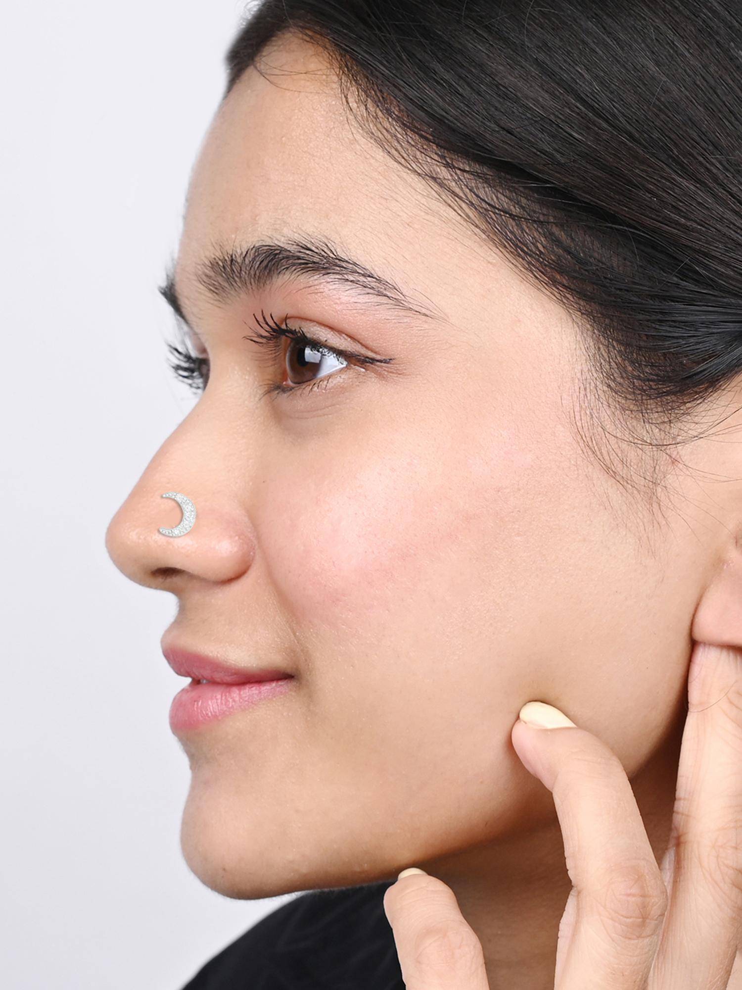 TOUCH925 Pure 925 Silver Half Moon Nose Pin