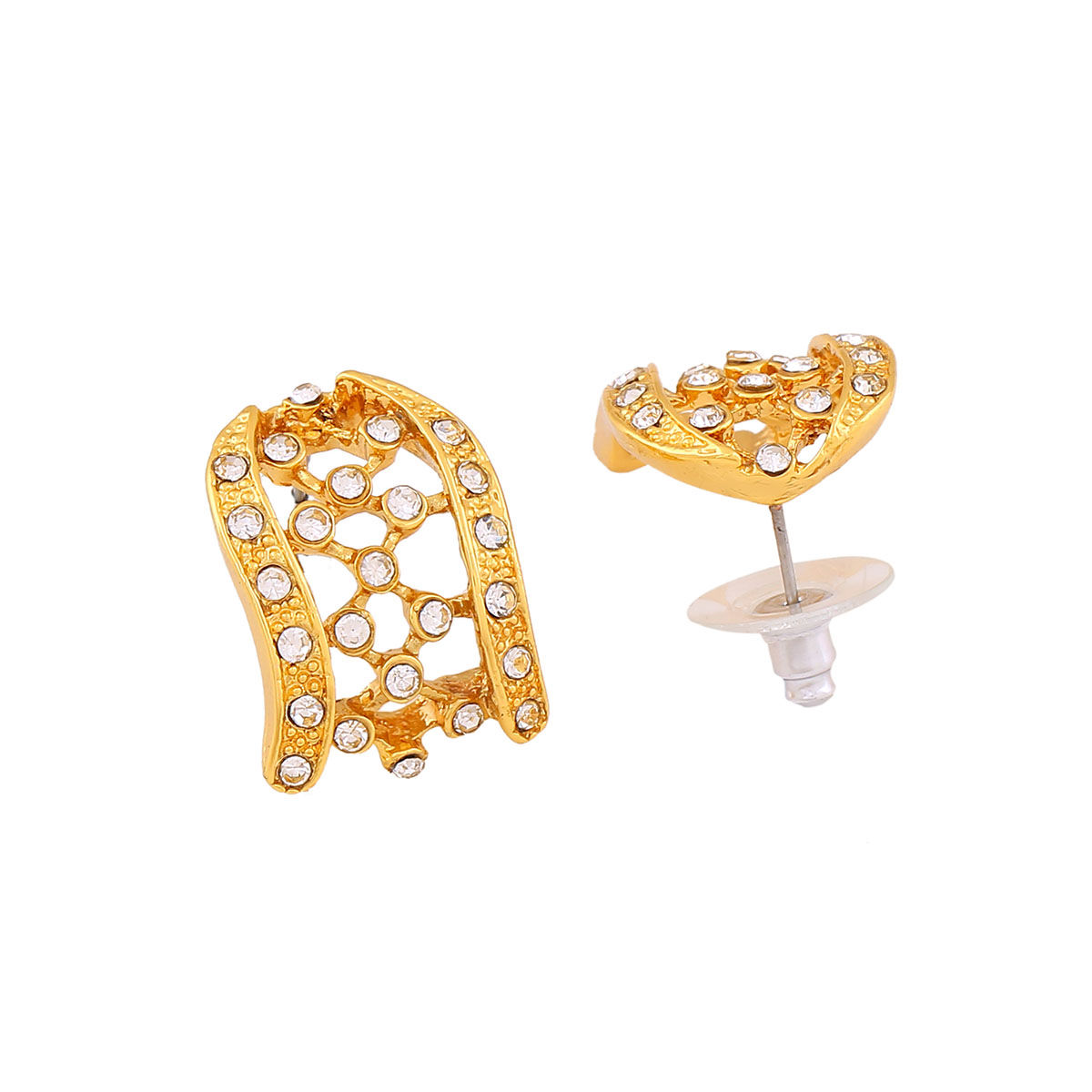 Ethereal Glow Lux Crystal Pearl Necklace Earring Set - Gold