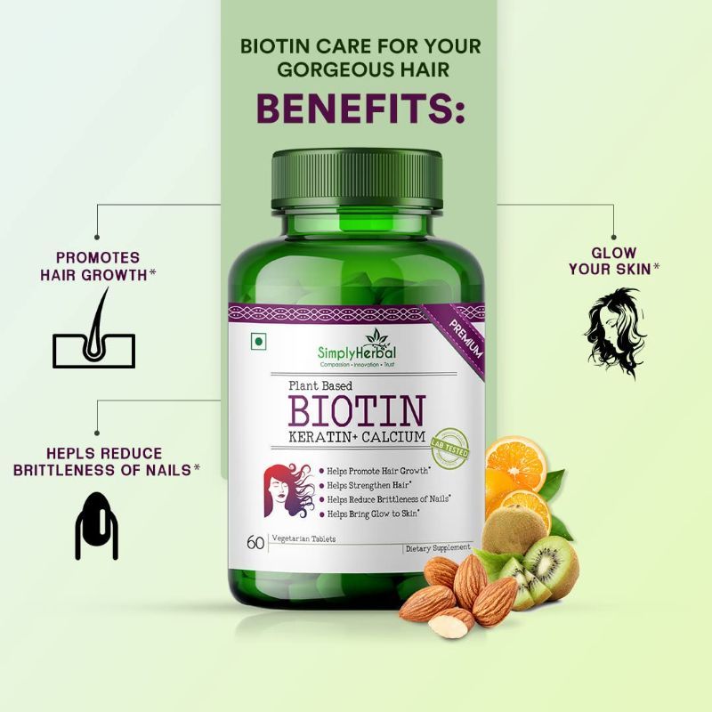 Zingavita Plant Based Biotin Tablets For Hair Growth  Glowing Skin