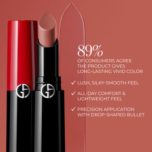 Giorgio Armani Lip Power Longwear Satin Lipstick A Satin Vivid Color with  Buildable Coverage