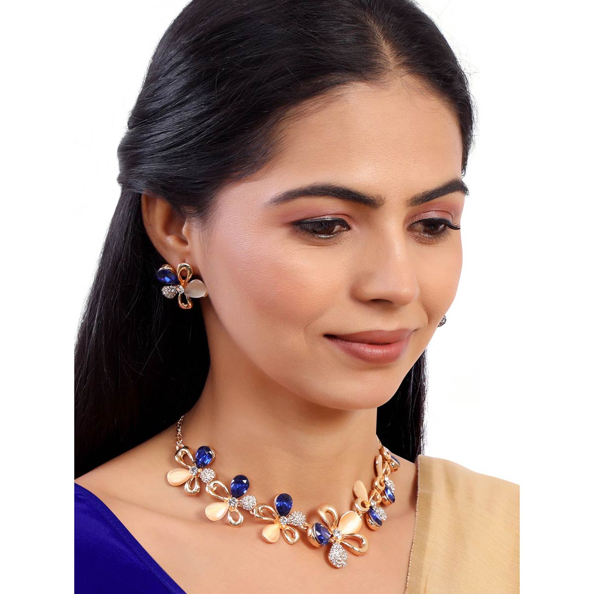 blue necklace set online